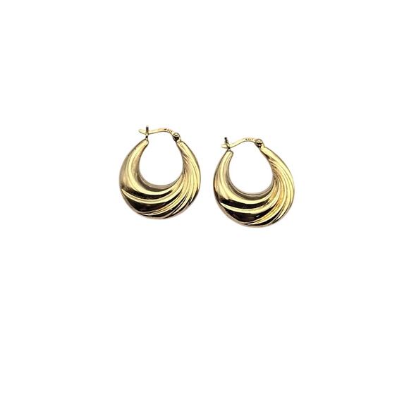 Vintage Vermeil 925 Gold Hoop Earrings – 1 Inch Twisted Design - Picture 1 of 6